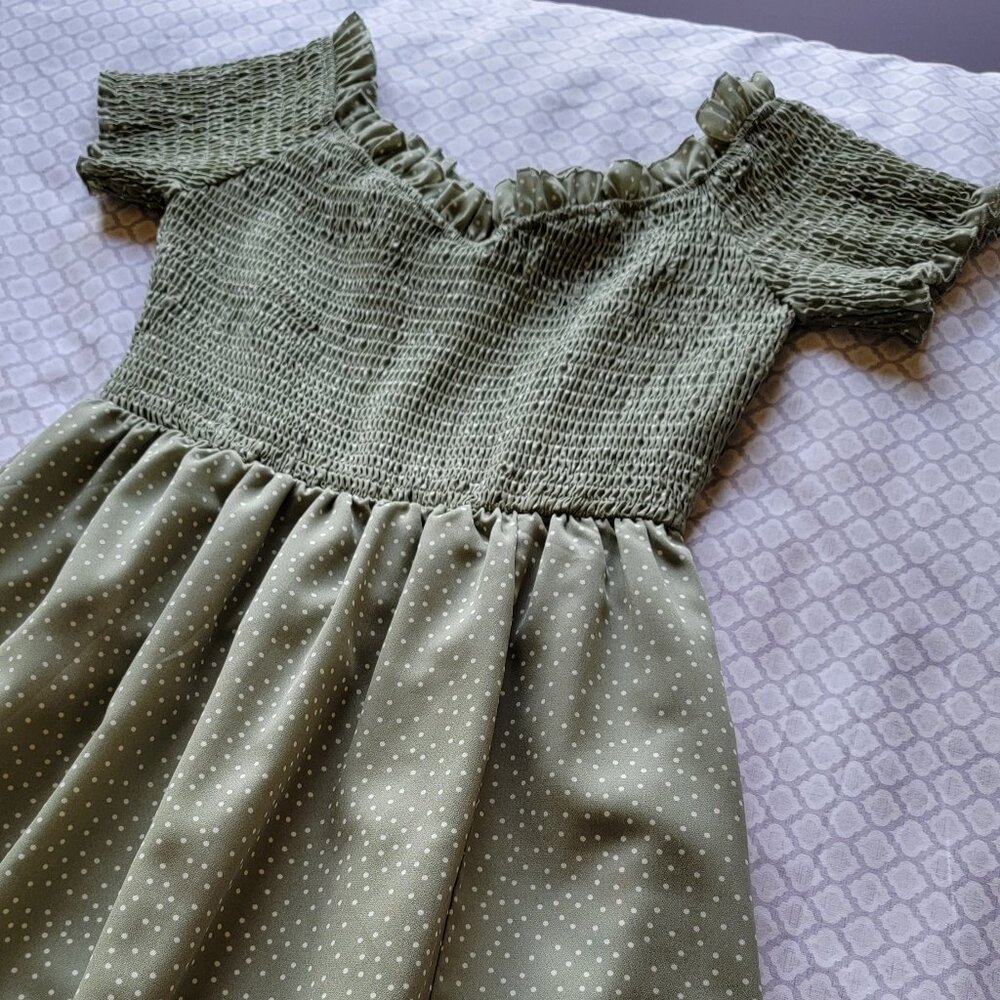 maxi sage green dress with leg slit